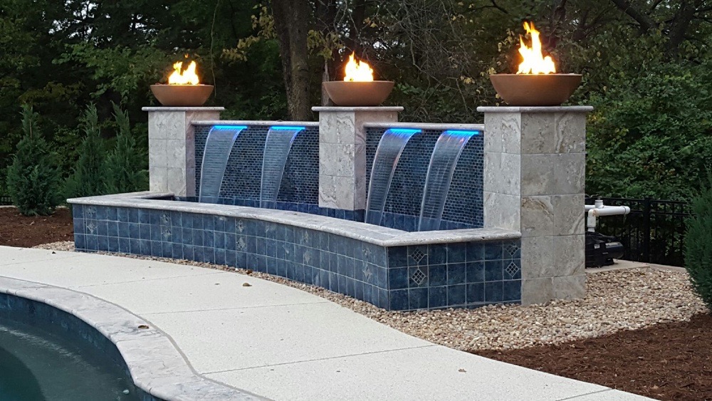 CMP LED Waterfalls Monument Install with Fire Features