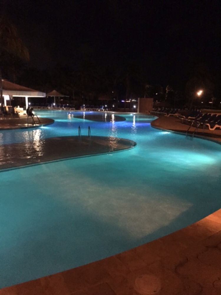 Multiple CMP 1.5" LED Lights at Night in Large Pool