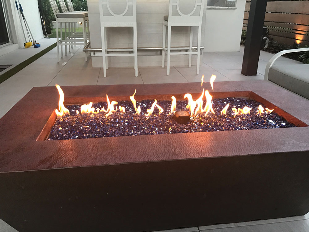 hammered copper fire table